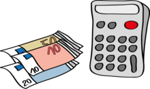 Geldscheine und ein Taschenrechner.